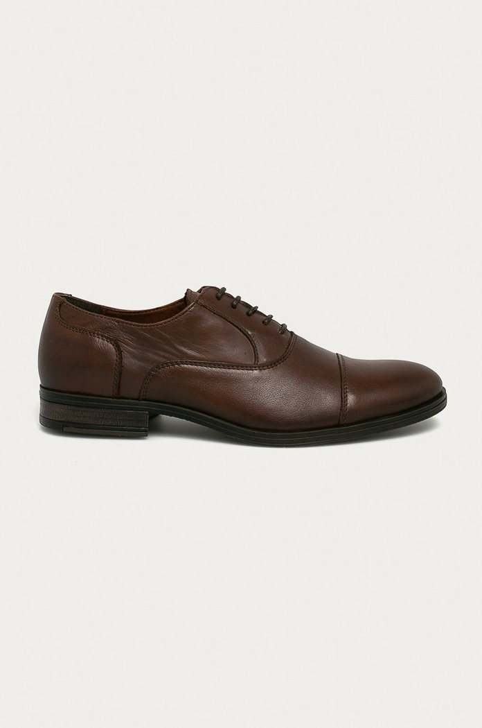 Jack & Jones - Kožené polobotky přírodní kůže hnědá 12160988