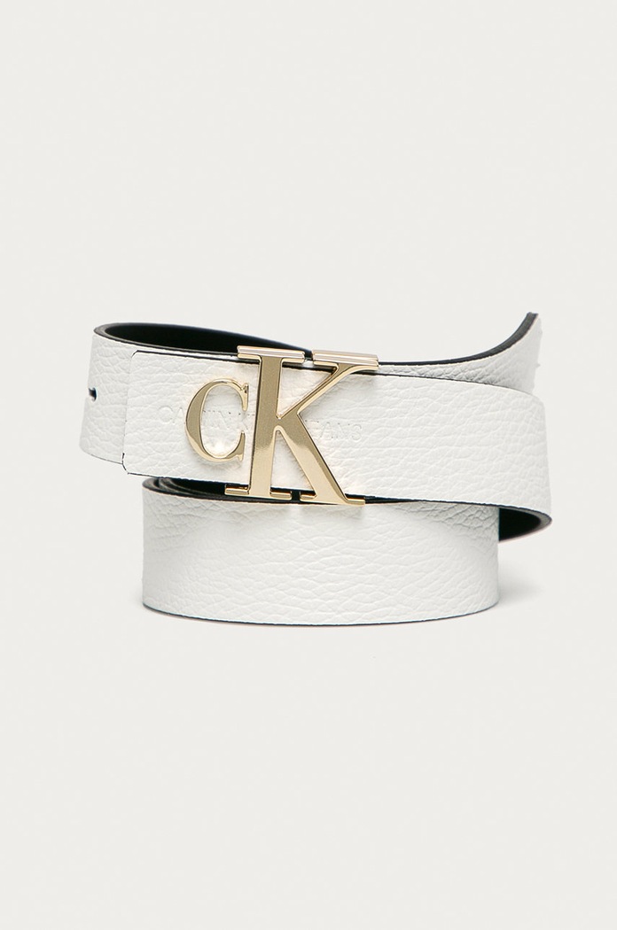 Calvin Klein Jeans - Kožený opasok biela K60K607610