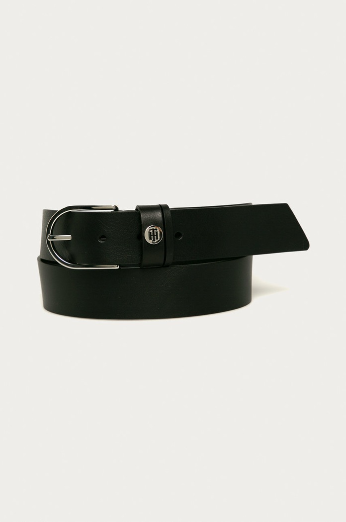 Tommy Hilfiger - Kožený opasok čierna AW0AW08928