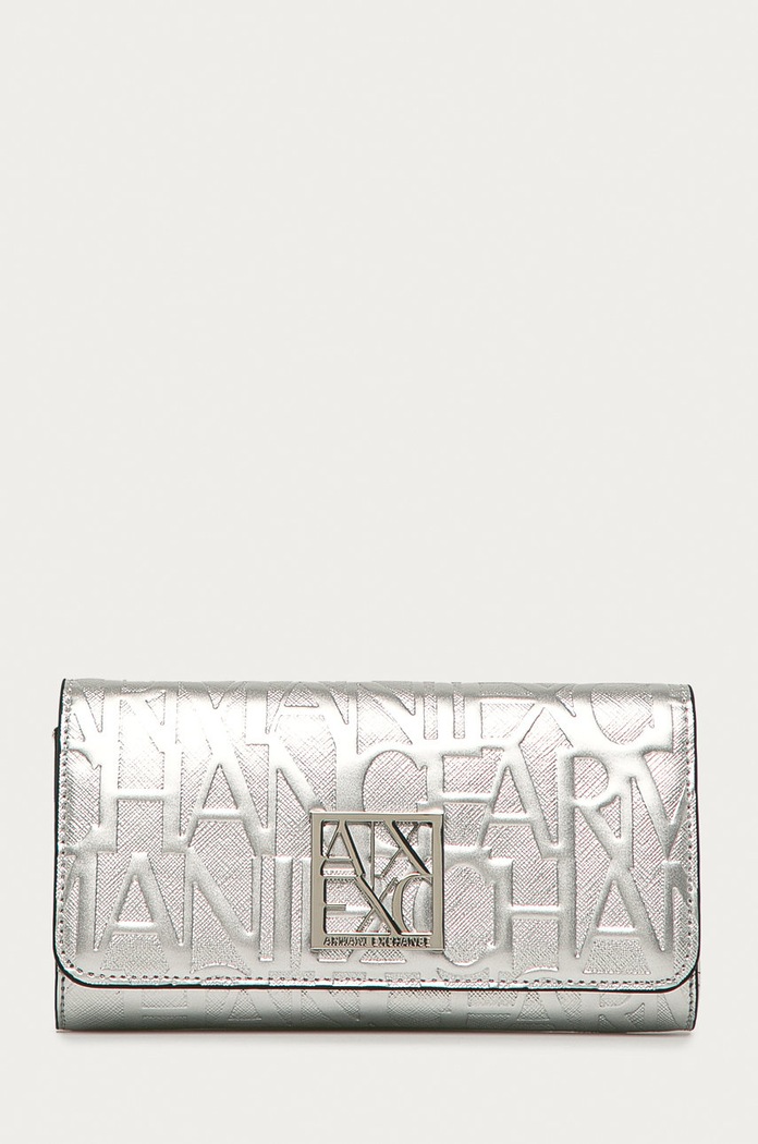 Armani Exchange portofel imitatie de piele argintiu 948481.CC794.NOS