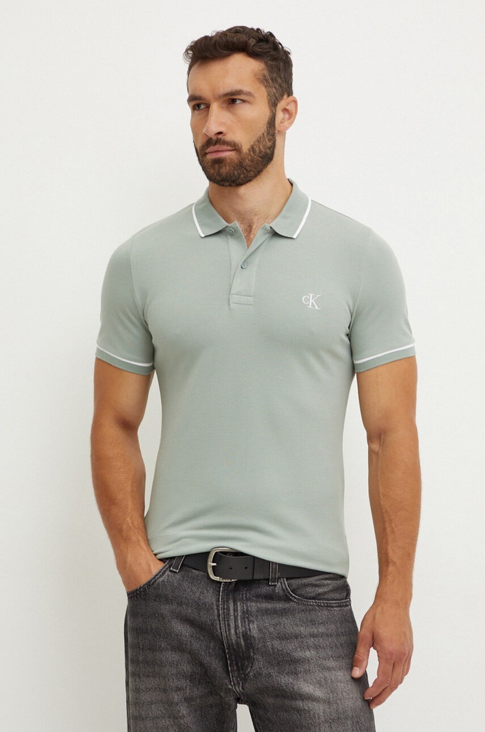 Calvin Klein Jeans polo z elastanem szary J30J315603