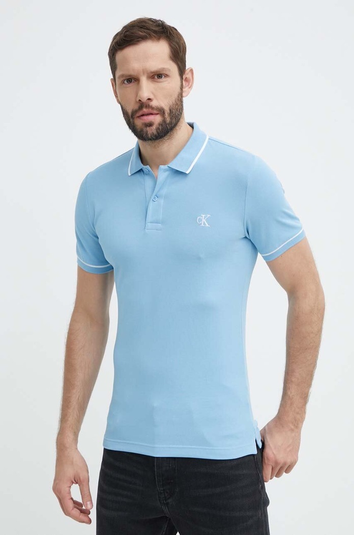 Тениска с яка Calvin Klein Jeans J30J315603 син AA00