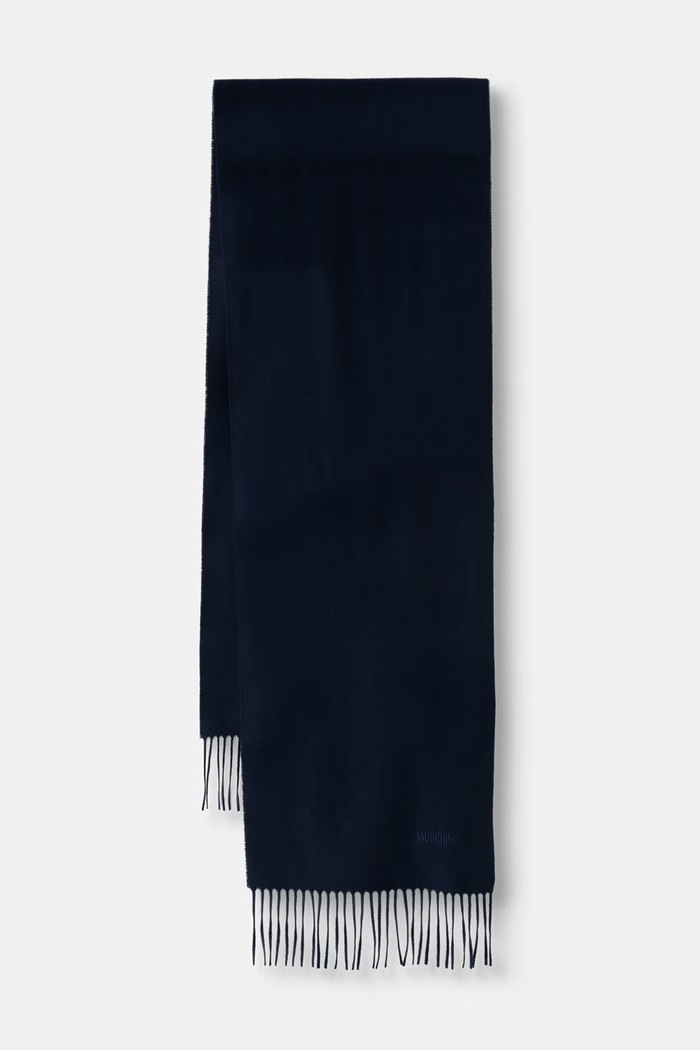 Moschino szalik męski z wełny merino granatowy M5165.50092