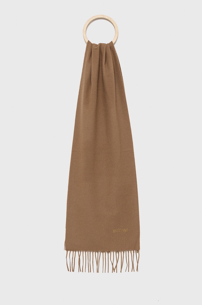 Moschino szalik męski z wełny merino wełna brązowy M5165.50092