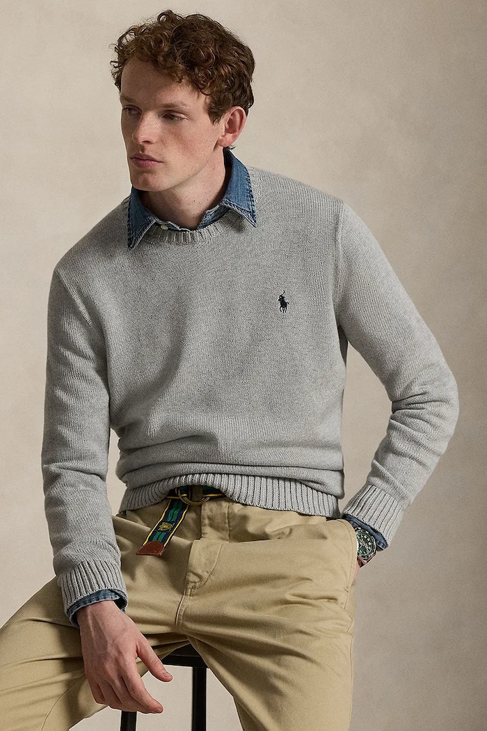 Polo Ralph Lauren - Sweter 710810846004 gładkie szary 710810846004