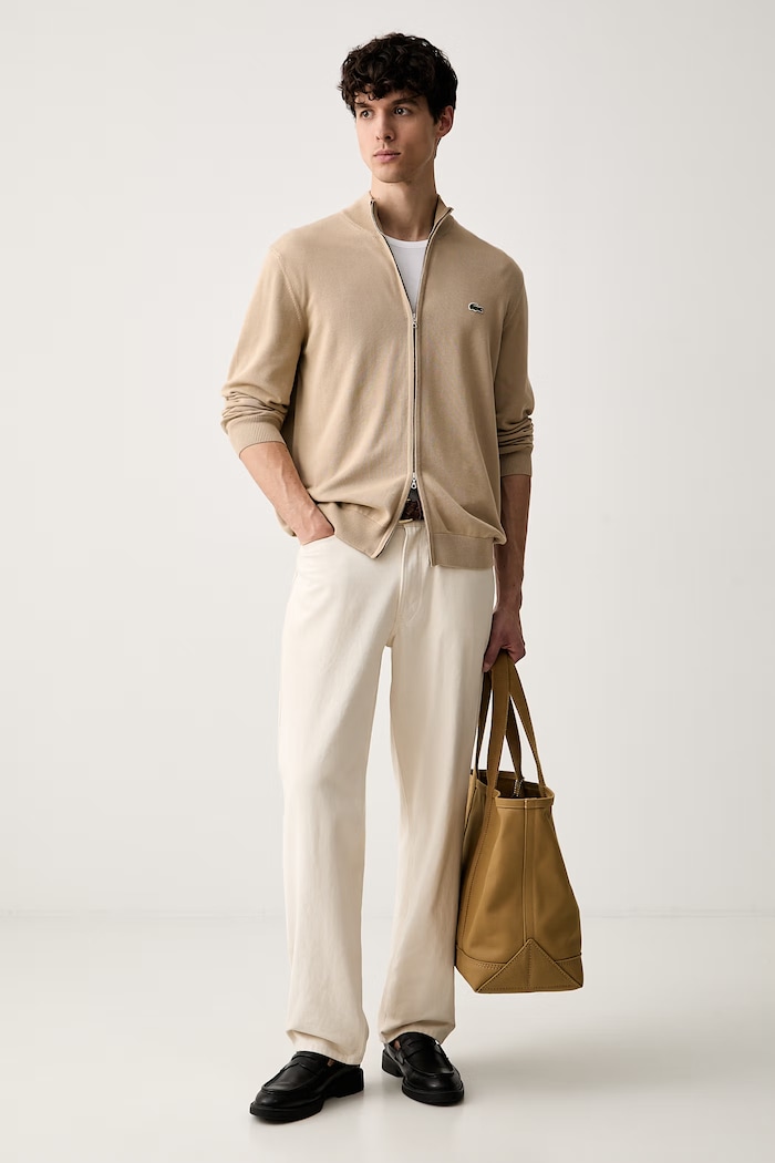 Lacoste męskie bawełniane AH1957 beżowy SS26