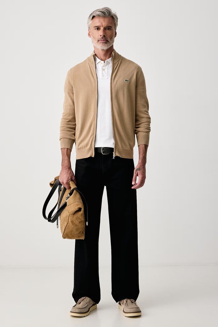 Lacoste Męskie bawełniane AH1957 beżowy SS26
