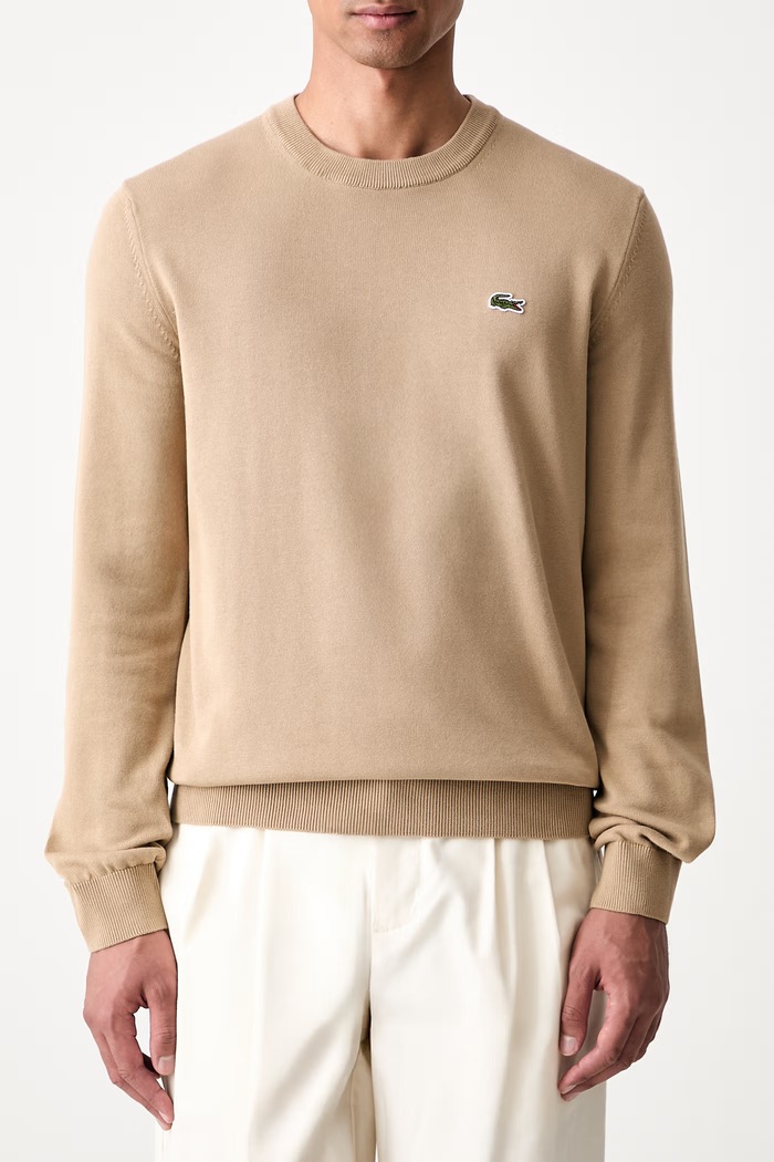 Lacoste sweter męski bawełniany AH1985 brązowy