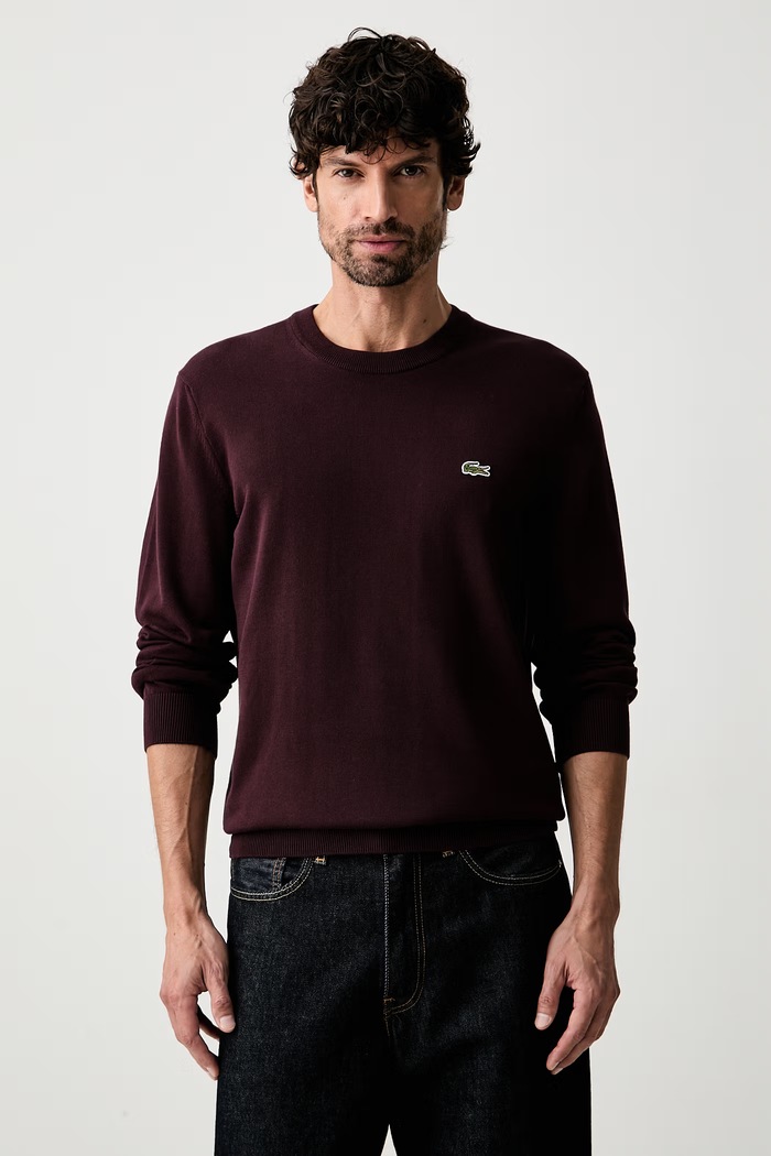 Lacoste pulover pentru bărbați din bumbac burgundia AH1985