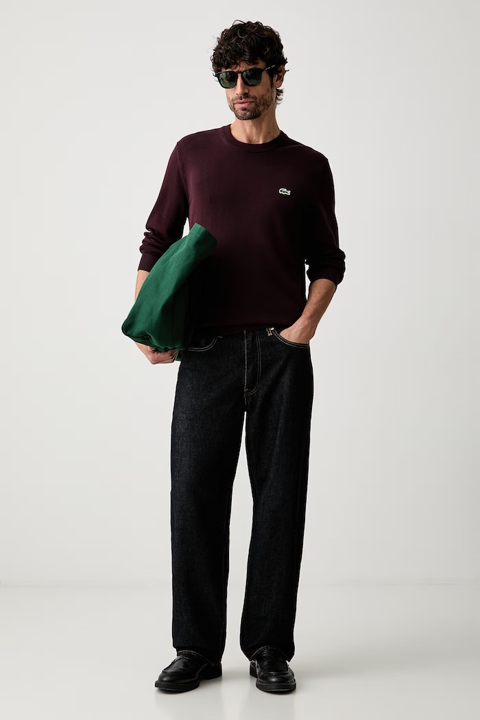 Lacoste pulover pentru bărbați din bumbac AH1985 burgundia SS26