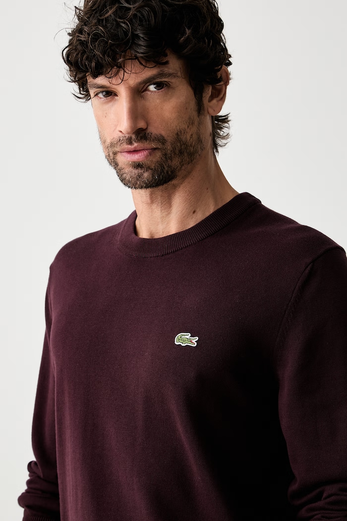 Lacoste pulover pentru bărbați din bumbac burgundia AH1985