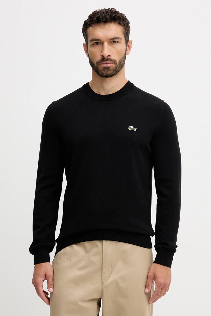 Lacoste pulover moški bombažen Tanka črna AH1985