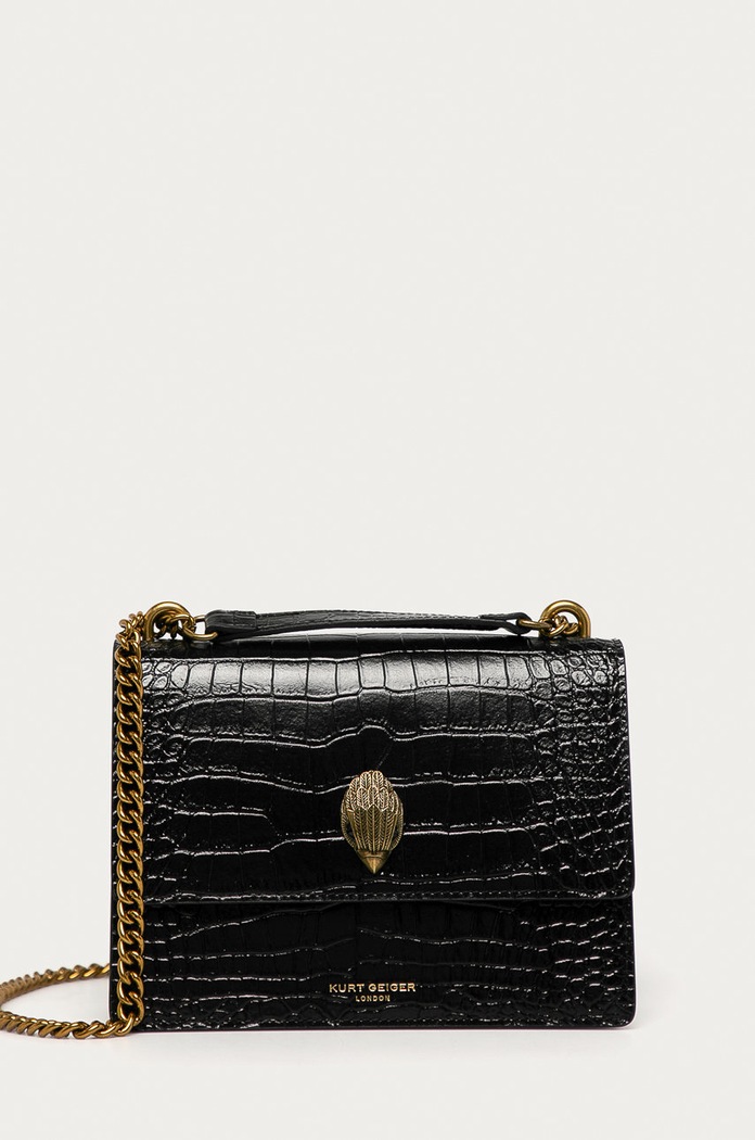 Kurt Geiger London - Кожена чанта гладка кожа черен 2888500119.00