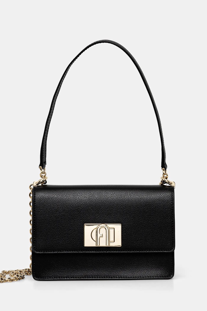 Furla - Kožená kabelka Bafkaco přírodní kůže černá BAFKACO.ARE000.O6000