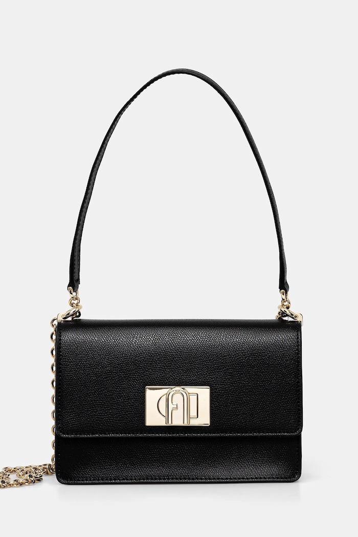 Furla - Kožená kabelka Bafkaco přírodní kůže černá BAFKACO.ARE000.O6000