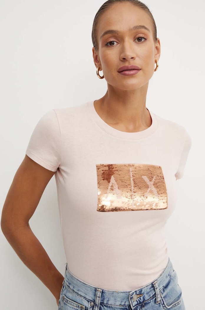 Pamučna majica Armani Exchange roza 8NYTDL.YJ73Z