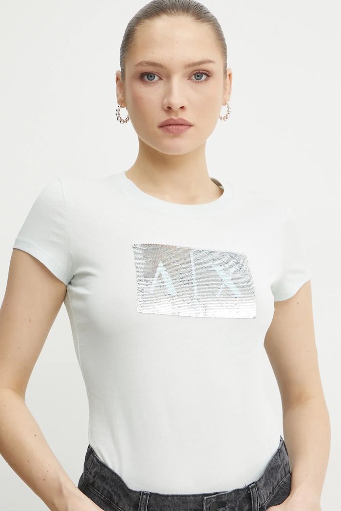 Pamučna majica Armani Exchange tirkizna 8NYTDL.YJ73Z