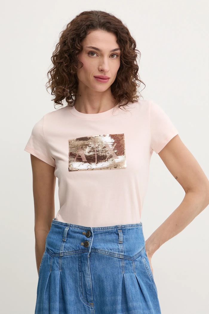 Bavlnené tričko Armani Exchange nášivka oranžová 8NYTDL.YJ73Z