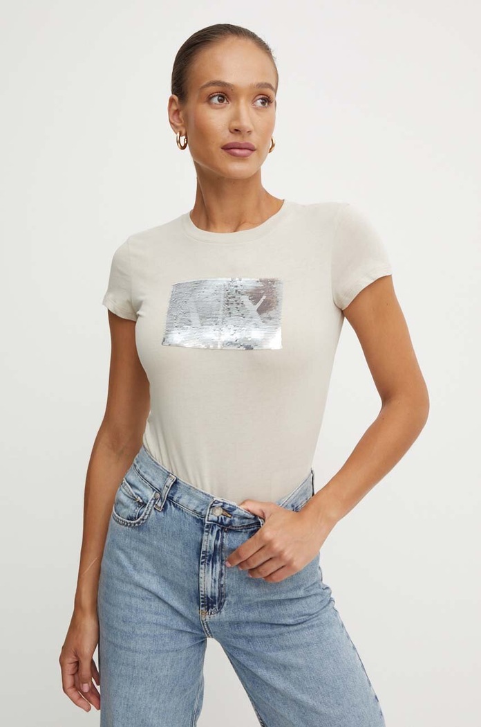 Odjeća Pamučna majica Armani Exchange 8NYTDL.YJ73Z bež