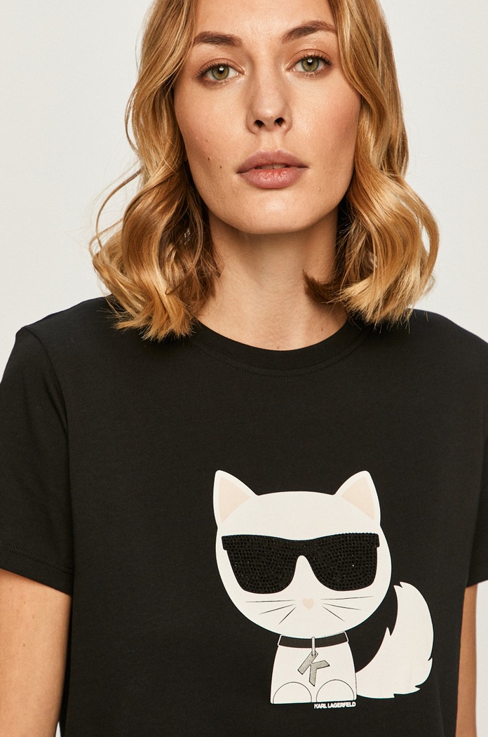 Karl Lagerfeld - Tricou print negru 205W1706