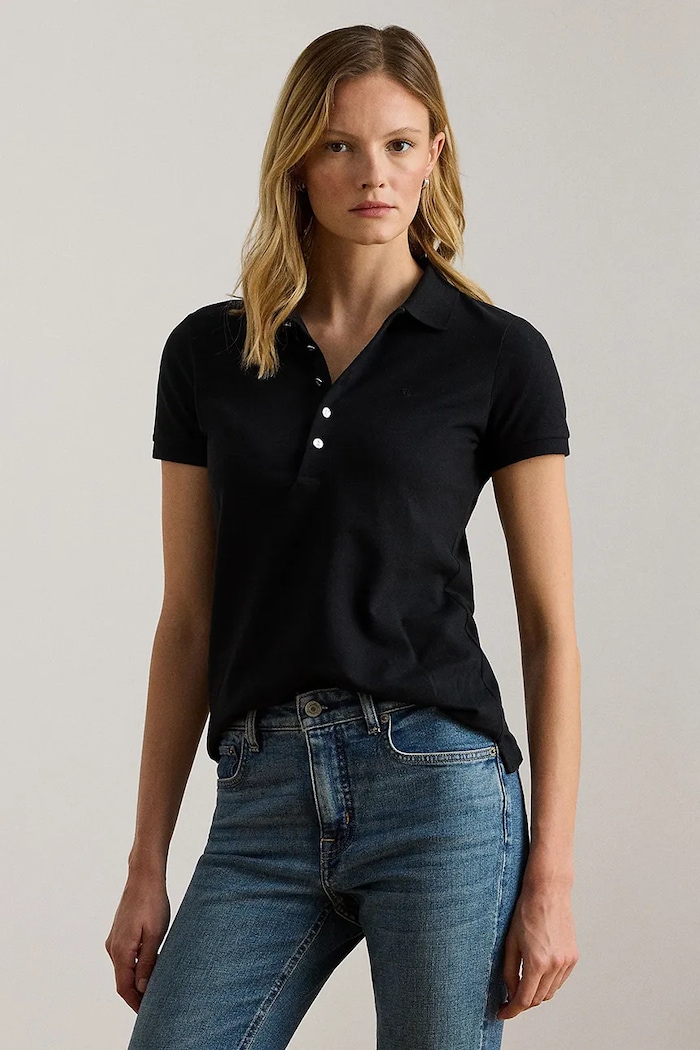 Lauren Ralph Lauren t-shirt Z elastanom črna 200679219003