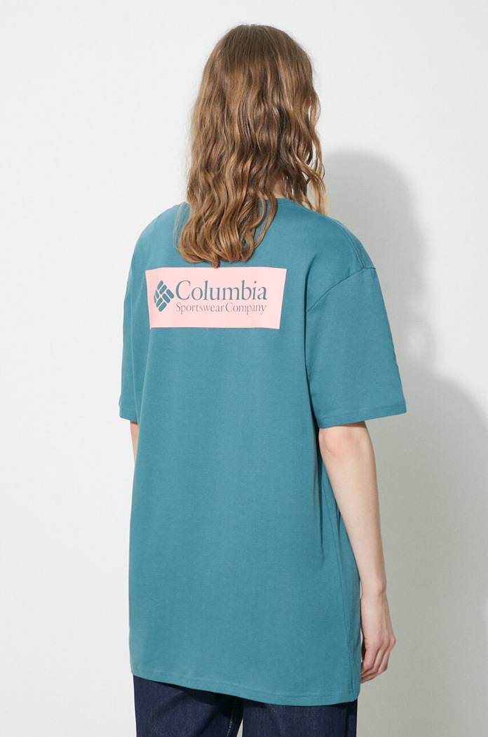 Odzież Columbia t-shirt bawełniany North Cascades 1834041 turkusowy