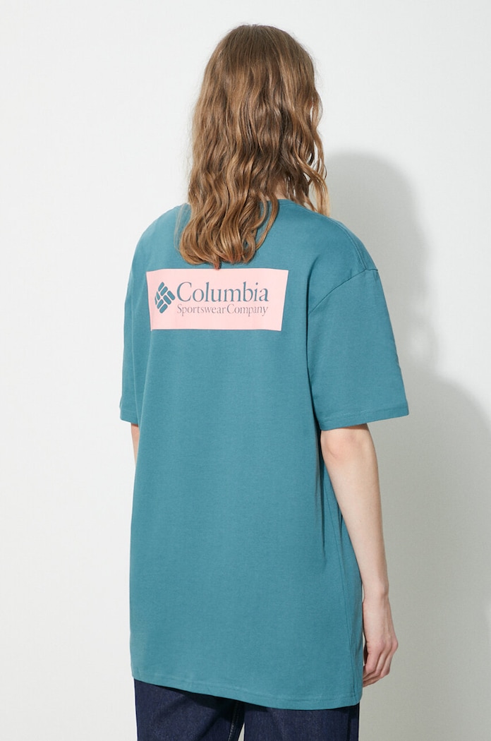 Odzież Columbia t-shirt bawełniany North Cascades 1834041 turkusowy