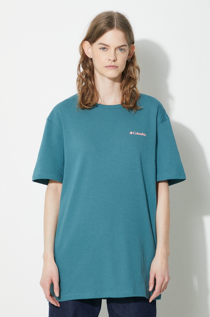 Columbia t-shirt bawełniany North Cascades turkusowy 1834041