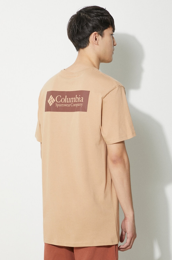 Columbia t-shirt bawełniany North Cascades 1834041 beżowy SS25