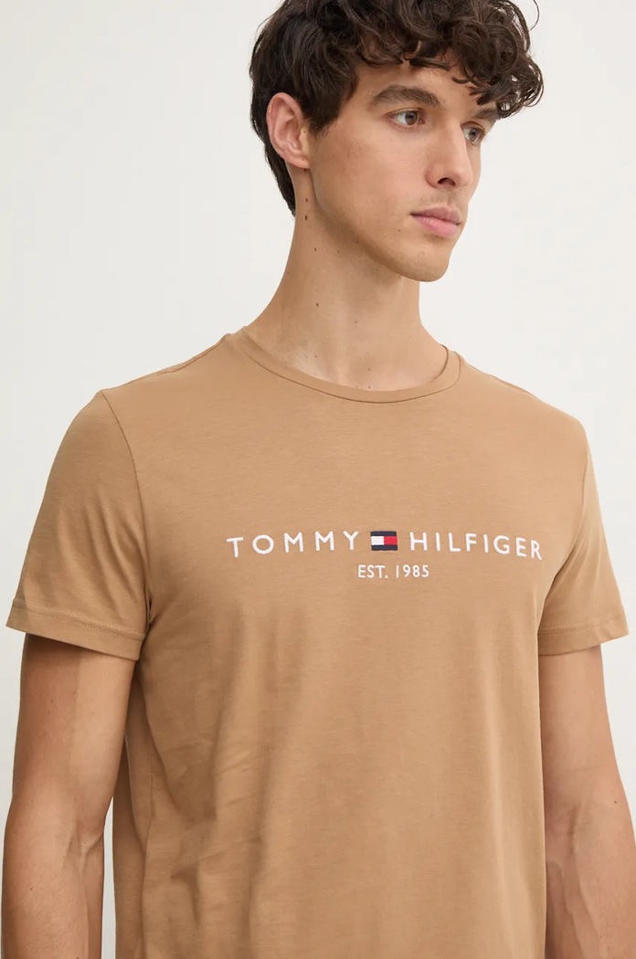 Tommy Hilfiger tricou din bumbac bej MW0MW11797