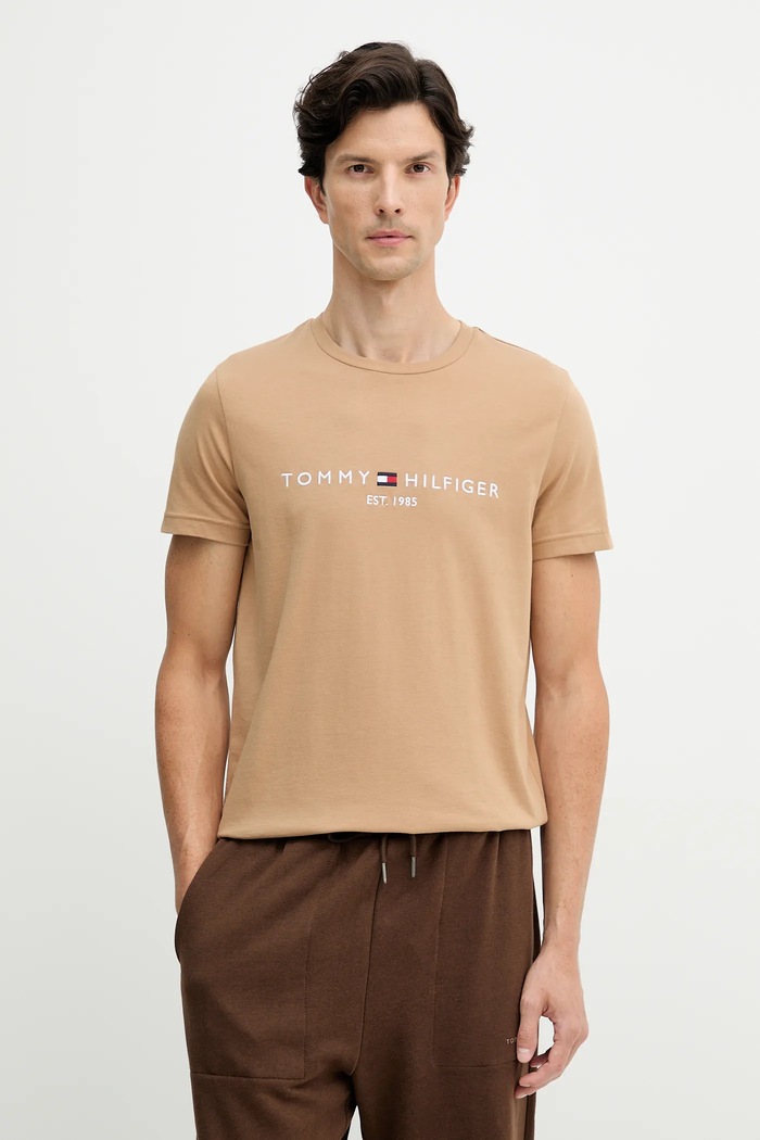 Bavlnené tričko Tommy Hilfiger nášivka zelená MW0MW11797