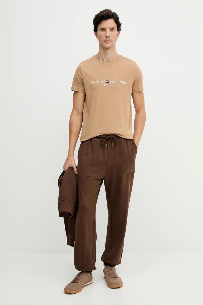 Bavlnené tričko Tommy Hilfiger MW0MW11797 zelená SS26