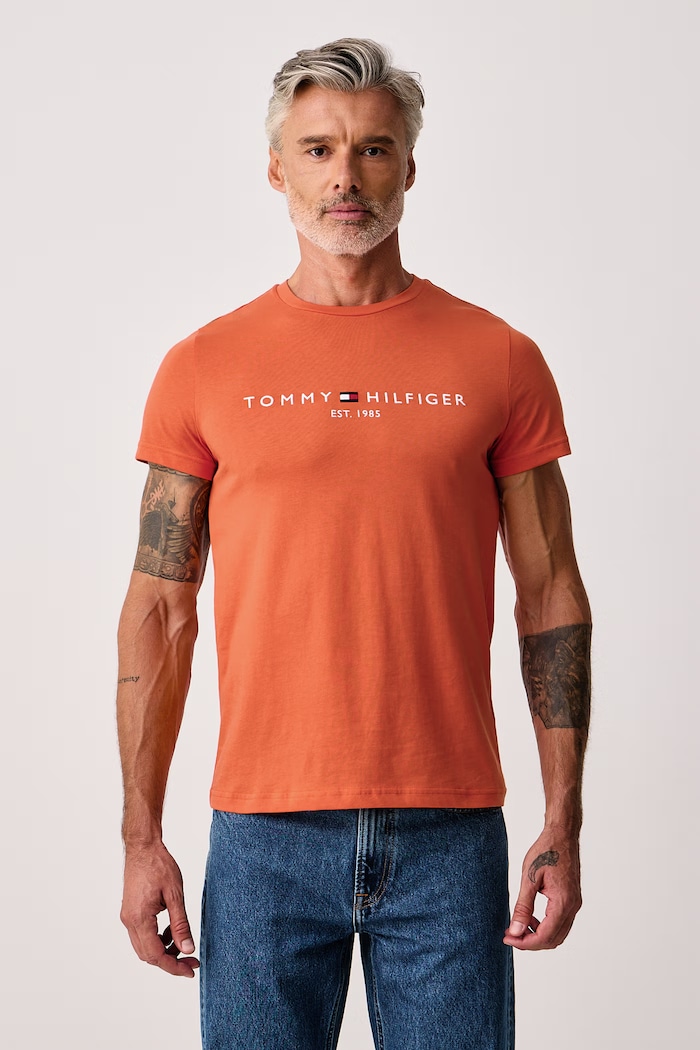 Tommy Hilfiger Tričko pánske bavlnené oranžová MW0MW11797