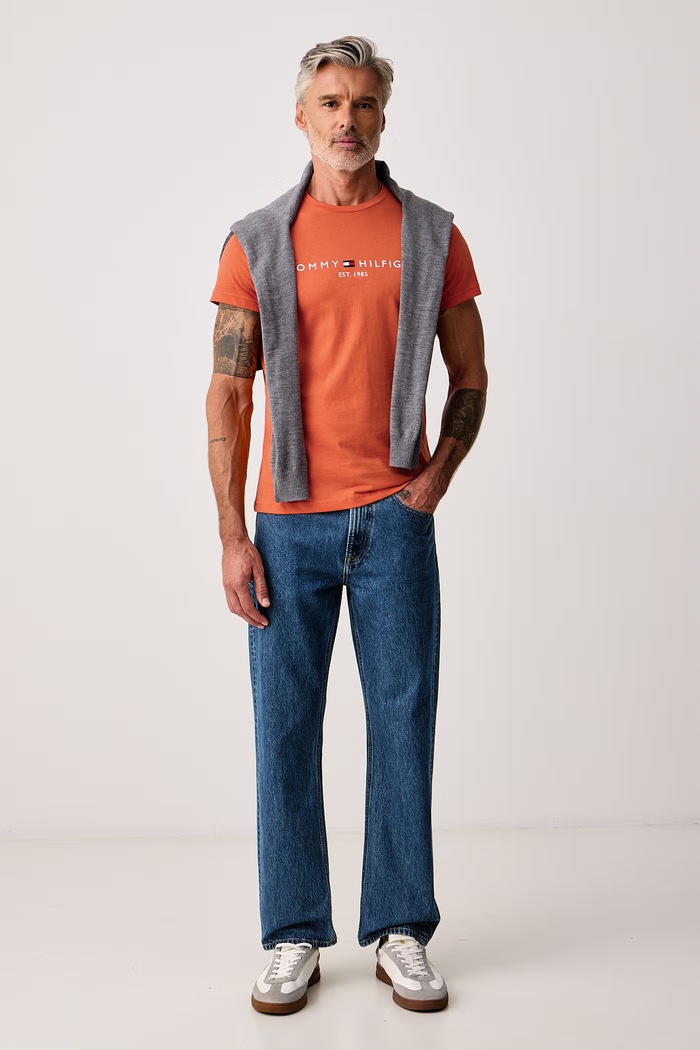 Tommy Hilfiger T-shirt ανδρικό βαμβακερό MW0MW11797 πορτοκαλί SS26