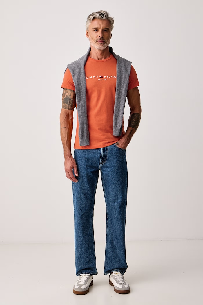 Tommy Hilfiger Tričko pánske bavlnené MW0MW11797 oranžová SS26