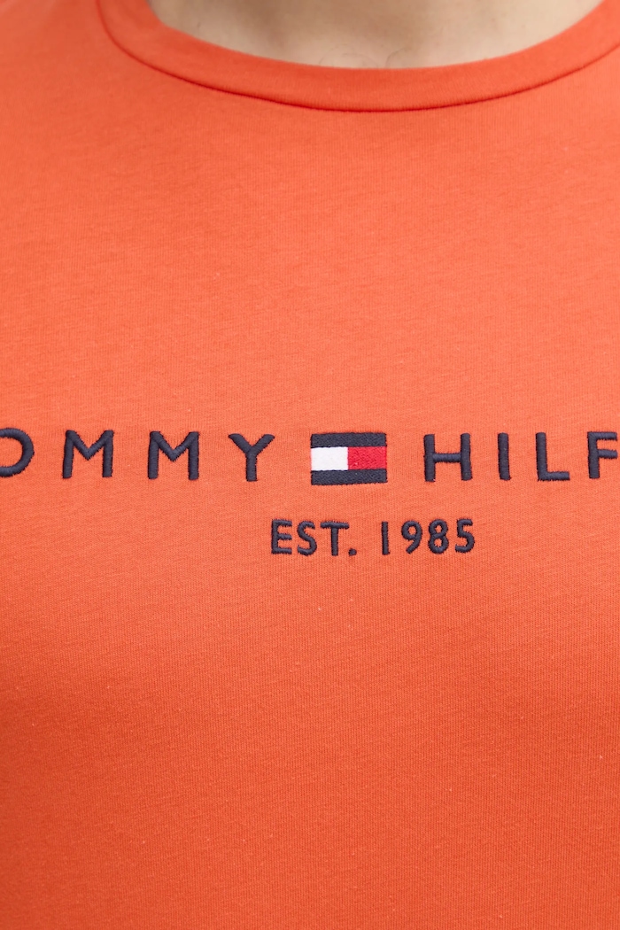Βαμβακερό μπλουζάκι Tommy Hilfiger MW0MW11797 πορτοκαλί