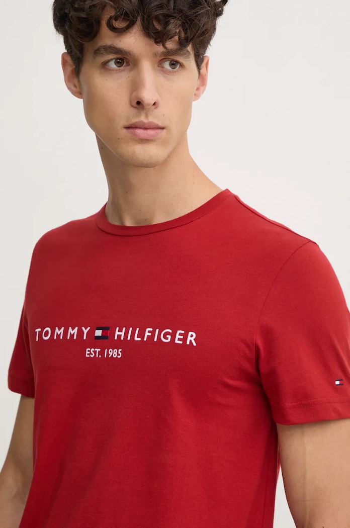 Pamučna majica Tommy Hilfiger crvena MW0MW11797