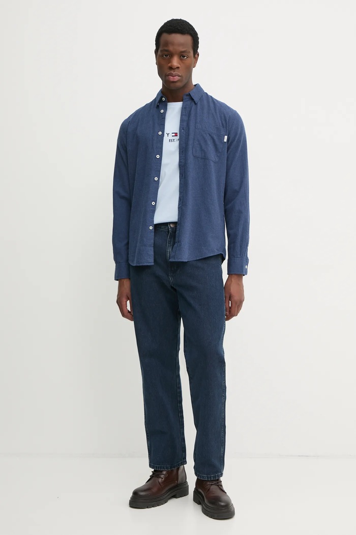 Bavlnené tričko Tommy Hilfiger MW0MW11797 modrá SS26