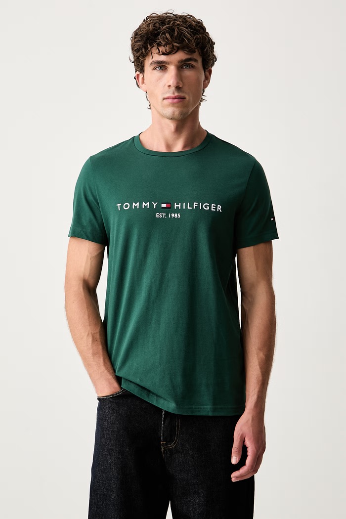 Tommy Hilfiger tričko pánske bavlnené zelená MW0MW11797