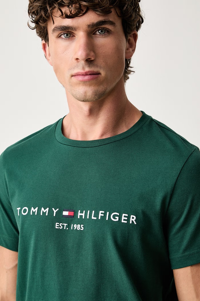 Tommy Hilfiger tričko pánske bavlnené zelená MW0MW11797