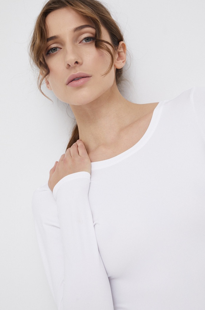 Spanx - Оформяща блуза с дълги ръкави SCOOP NECK LONG SLEEVES BODYSUIT 20329R бял AW21