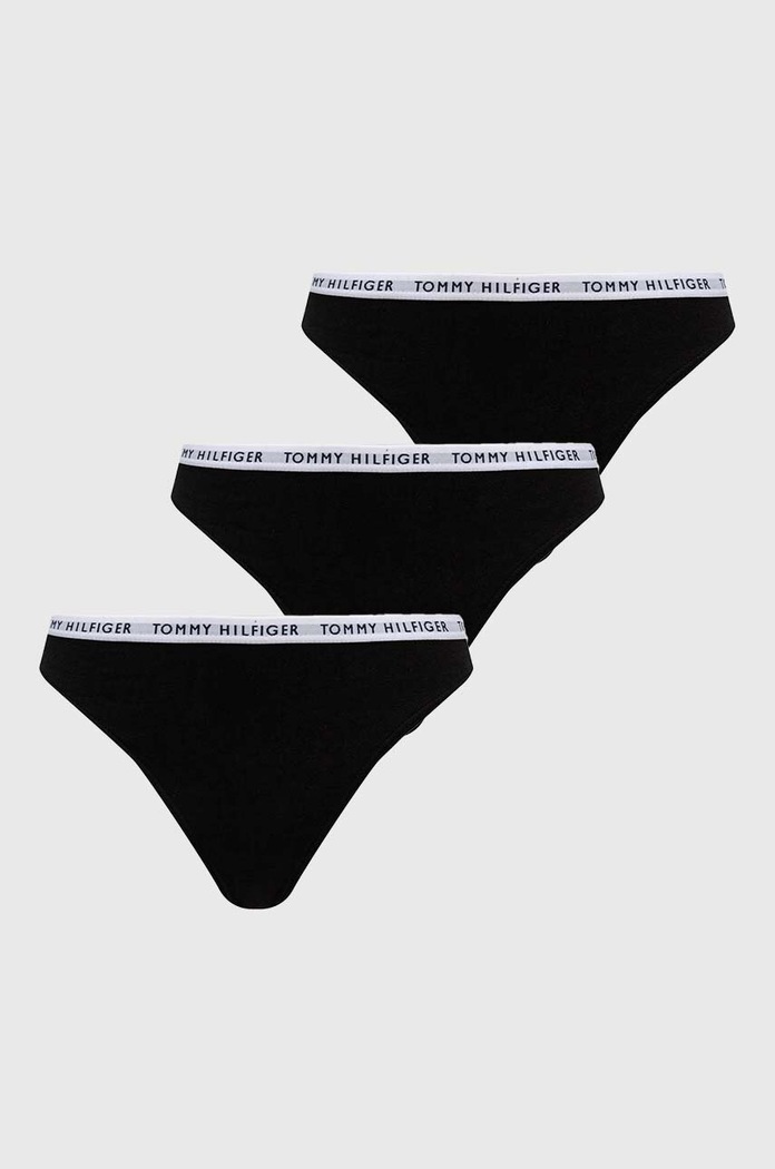 Στρινγκ Tommy Hilfiger (3-pack) πλεκτό ύφασμα μαύρο UW0UW02829.4890