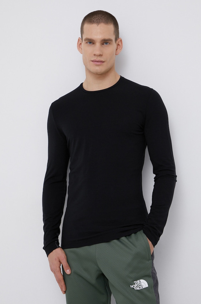 Icebreaker longsleeve funkcyjny wełniany góra czarny IB1030320011