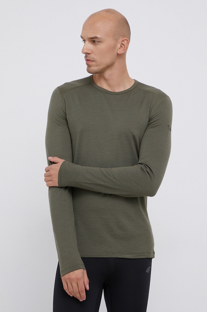 Icebreaker Longsleeve wełniany góra zielony IB1043650691