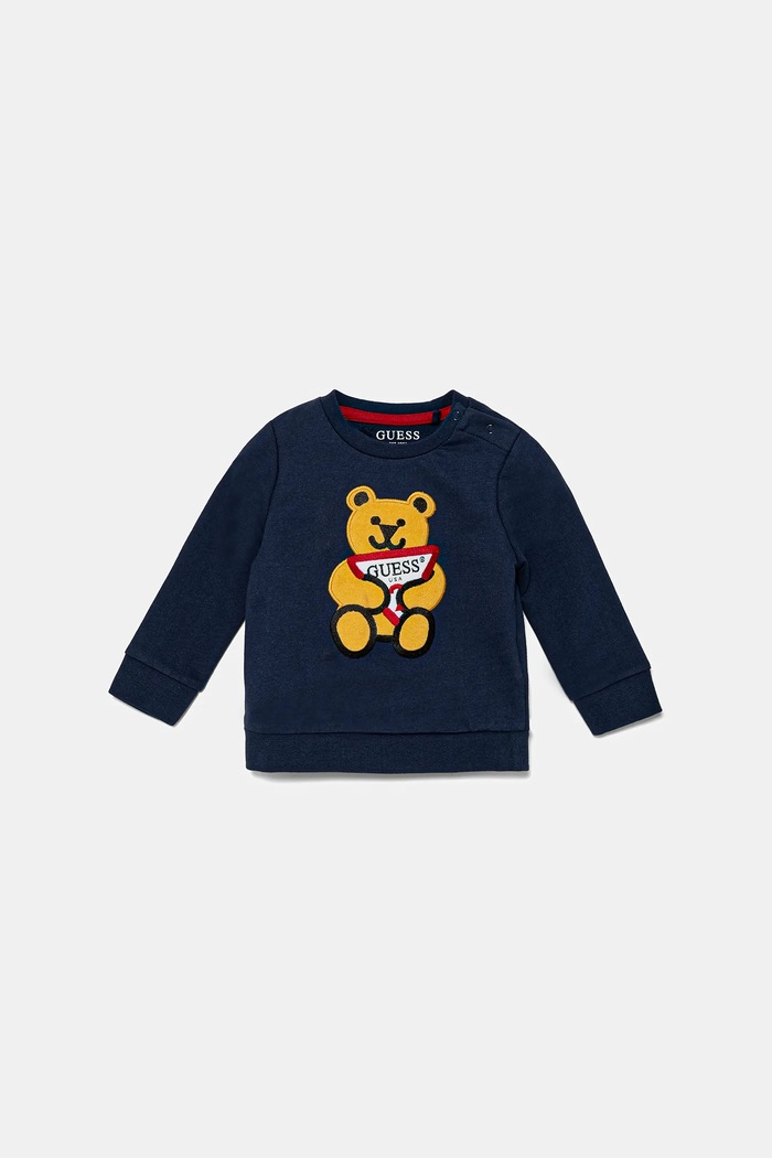 Guess bluza bawełniana dziecięca aplikacja niebieski N0BQ09.K97E0