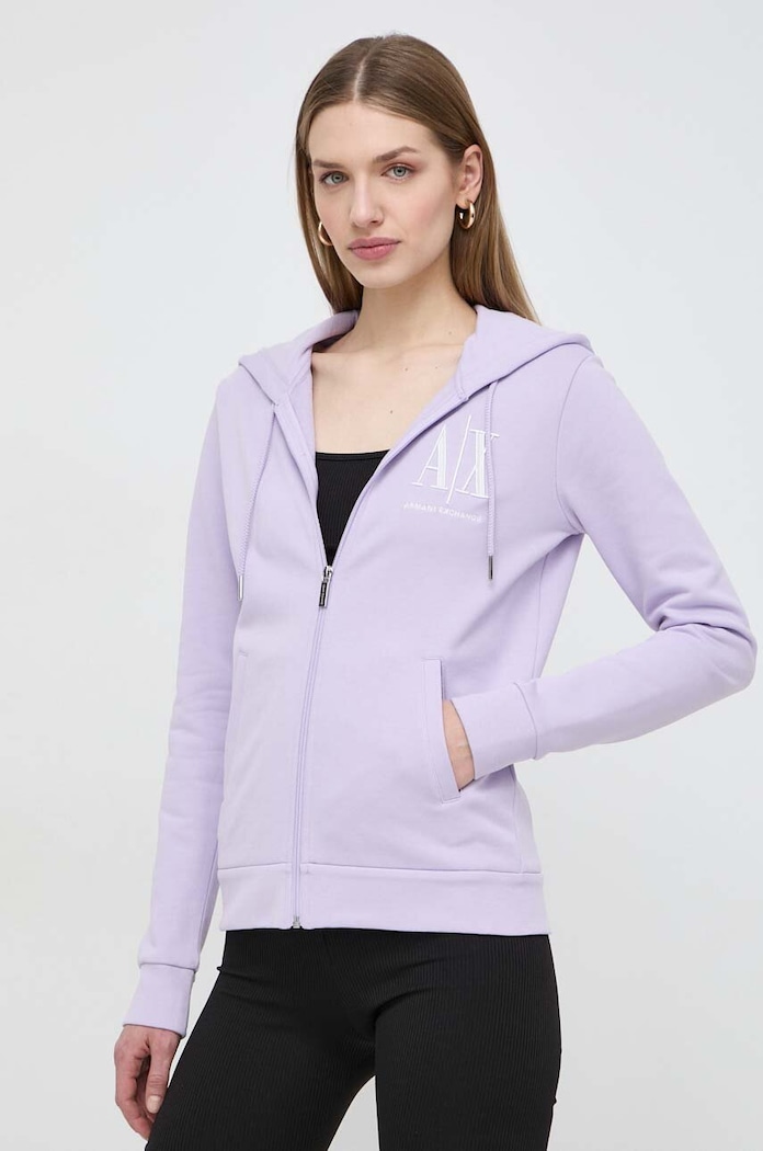 Armani Exchange bluza bawełniana bawełna fioletowy 8NYM22.YJ68Z