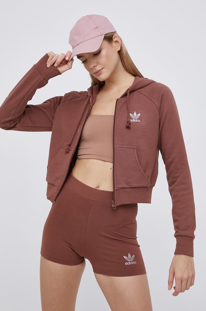 Mikina adidas Originals HF6768 s kapucňou hnedá HF6768