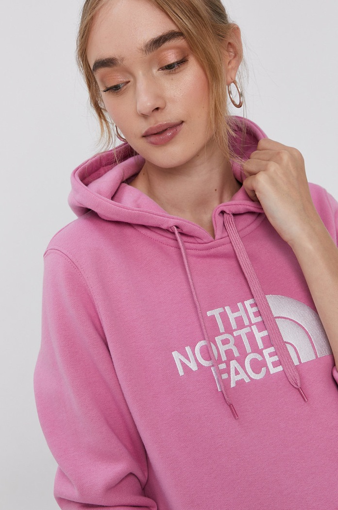 Bavlněná mikina The North Face s kapucí růžová NF0A55ECY9U