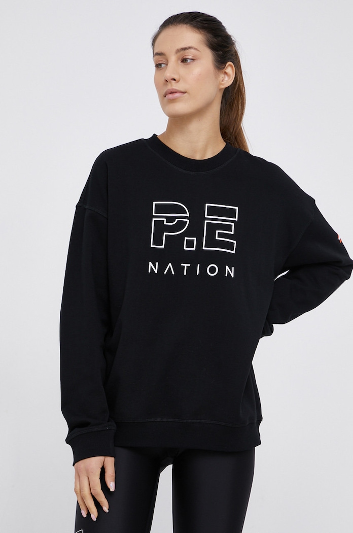 Bavlnená mikina P.E Nation potlač čierna PEBASICSF029