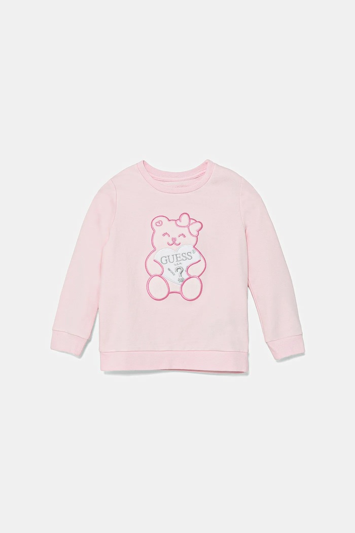 Guess Bluza dziecięca aplikacja różowy K1YQ03.KAE20